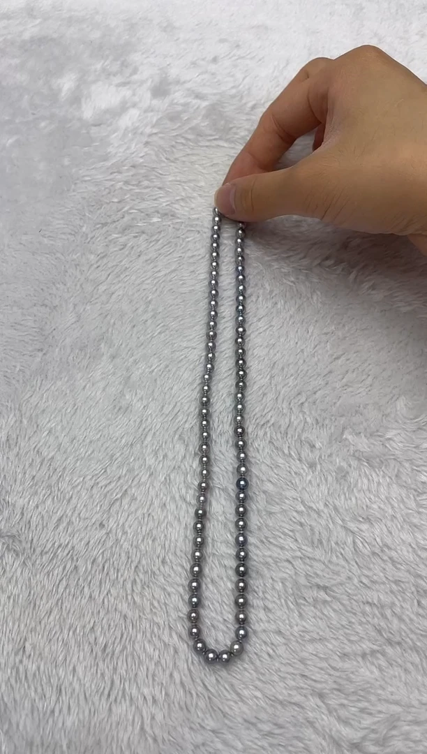 海水珍珠银S925镶嵌项链AK真多麻5-5.5mm