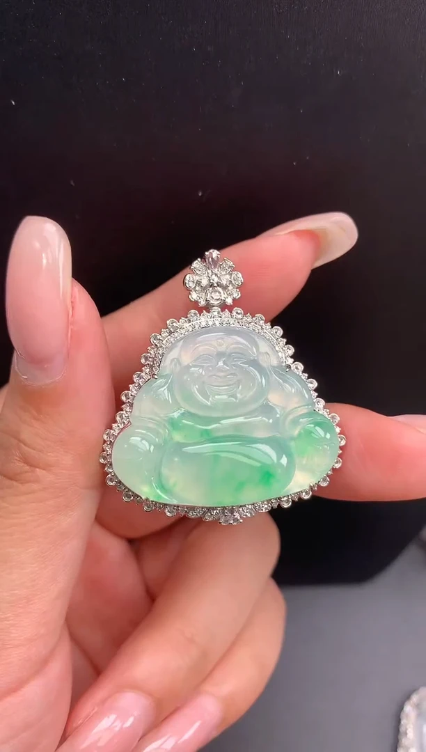 【闪购商品】翡翠颈饰18K金镶嵌佛公