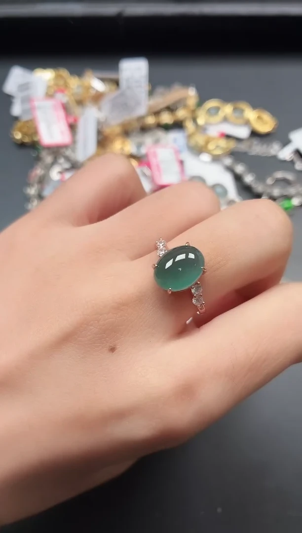 银S925镶嵌戒指翡翠11