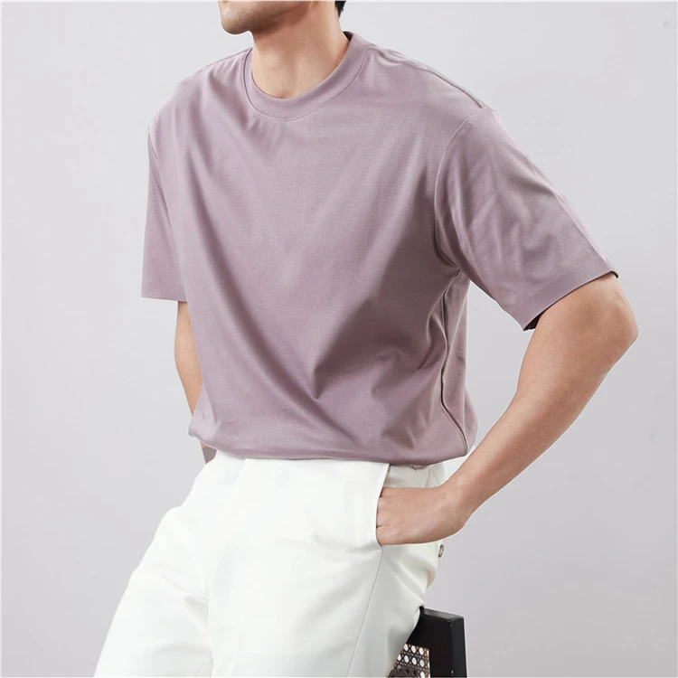 高级感长绒棉宽松圆领短袖T恤男夏季半袖上衣潮牌痞帅百搭体恤衫