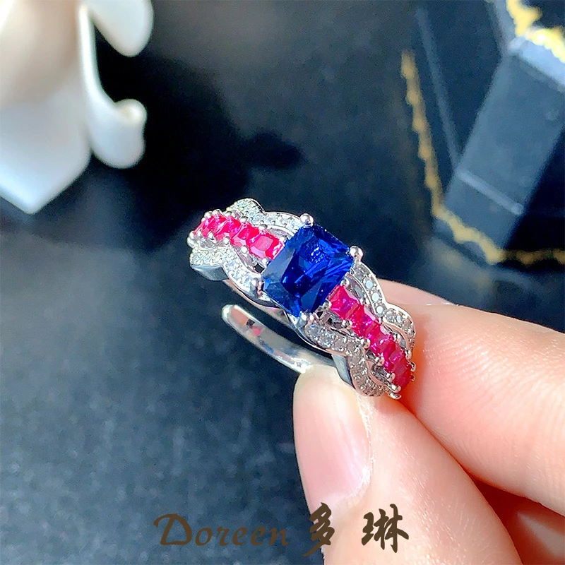 铜合金戒指 红蓝拼色戒指HM8259