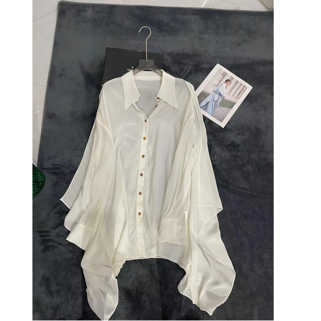 设计师款极简风时尚百搭个性女士斗篷长袖衬衫ML63268201