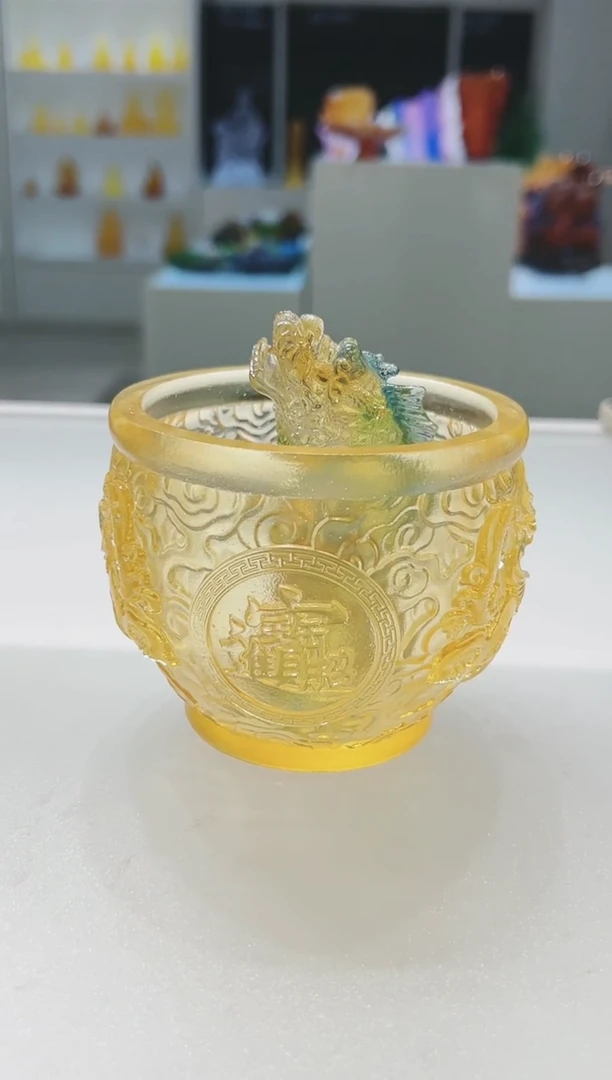 手工艺品琉璃古法琉璃聚宝盆加独占鳌头