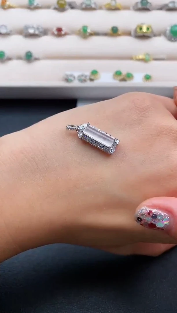 银S925镶嵌戒指翡翠天然缅甸A货翡翠22  5-6