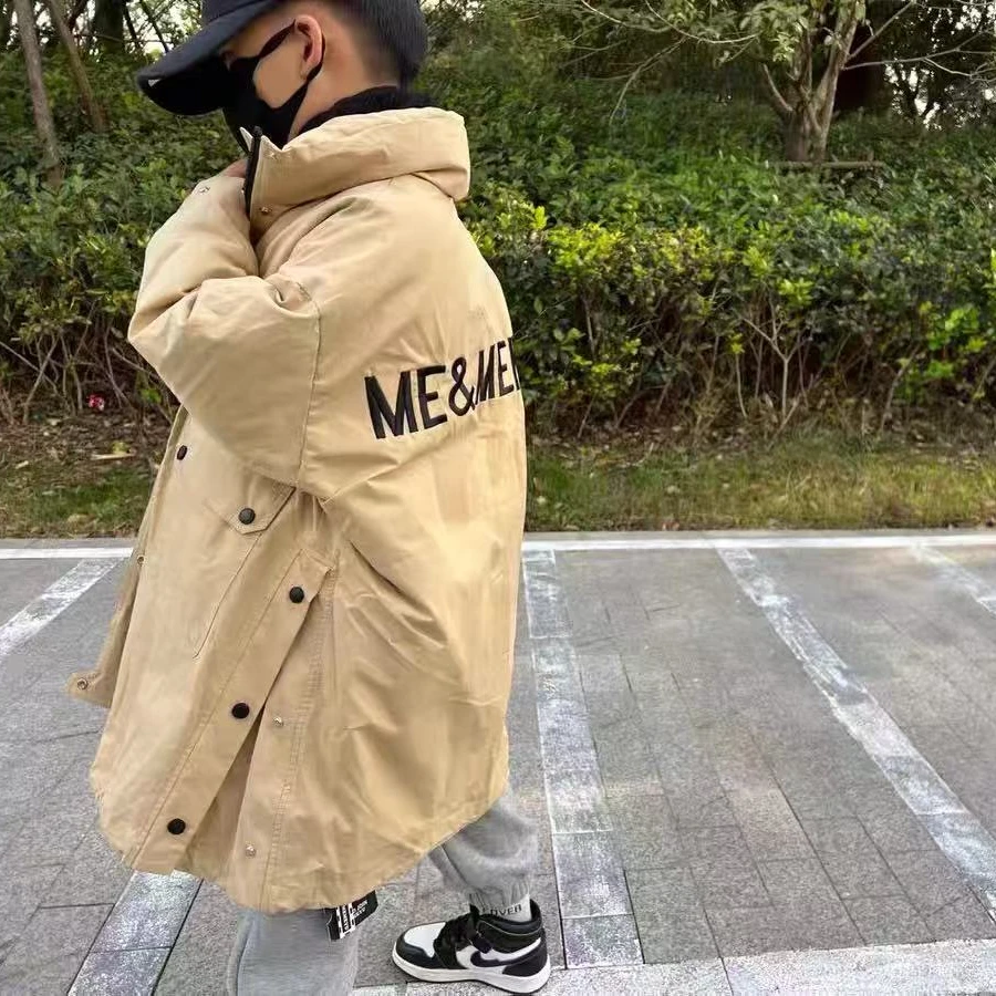 么么鱼童装2024新款冬季男女童风衣长款羽绒服儿童90白鸭绒6627