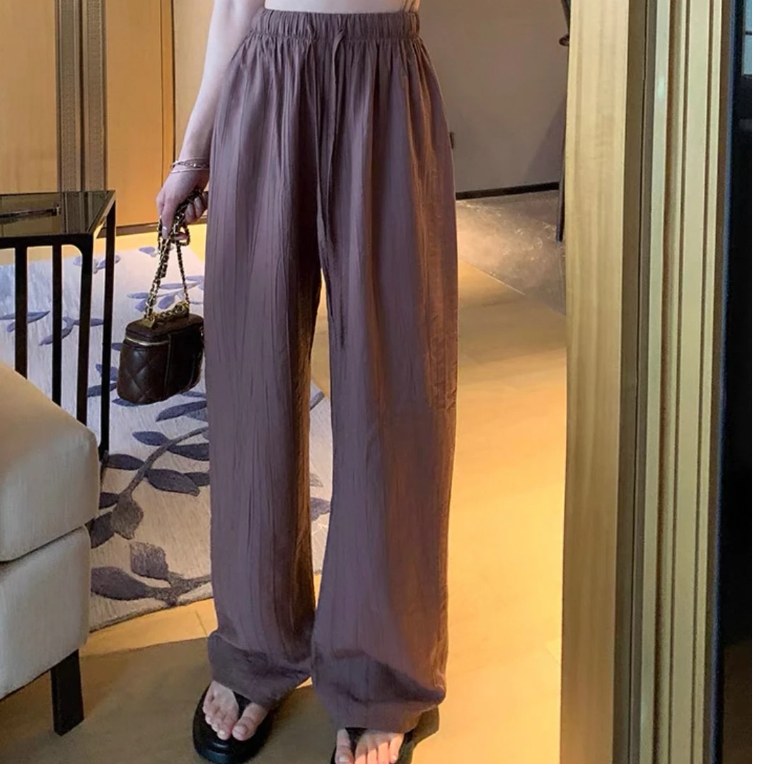 218冰凉褶皱肌理感超薄垂感休闲阔腿裤