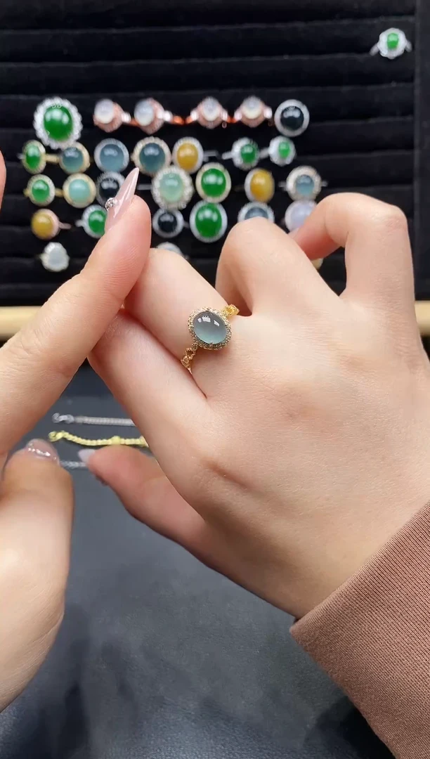 银S925镶嵌戒指翡翠111