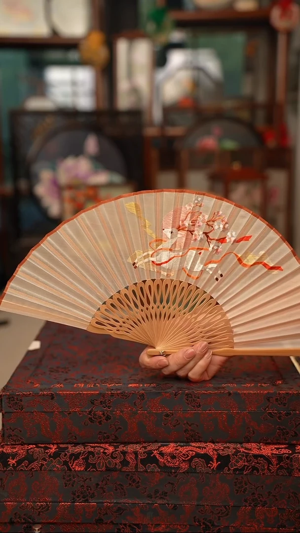 扇子折扇 苏绣绣花吊坠非遗