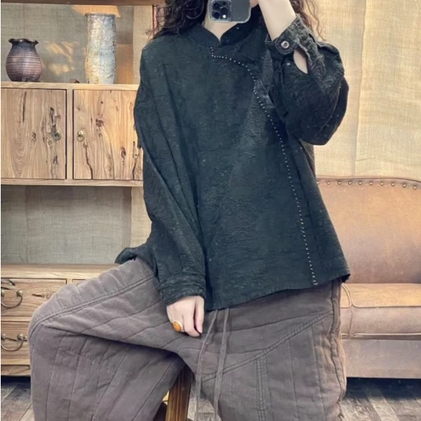 HY   F6453绣线麻上衣