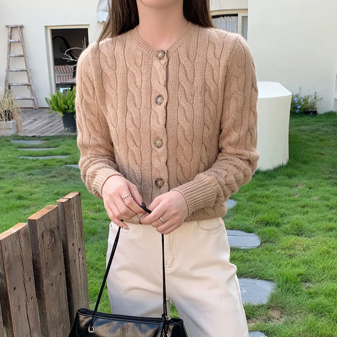 【羊毛羊绒-不支持机洗】2025麻花绞花羊毛羊绒针织开衫 潇姐