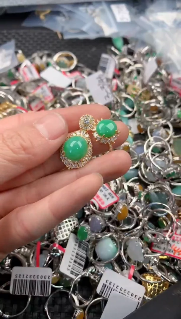 银S925镶嵌戒指翡翠666   7