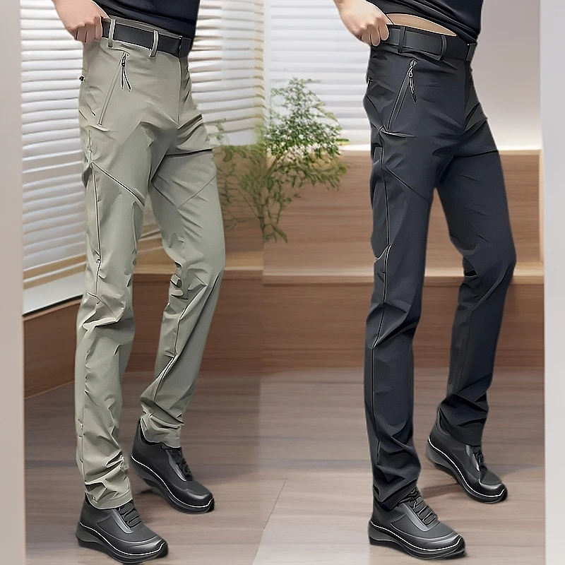 黑色男式潮流男士秋冬修身户外防风冲锋裤机能工装直筒裤休闲裤