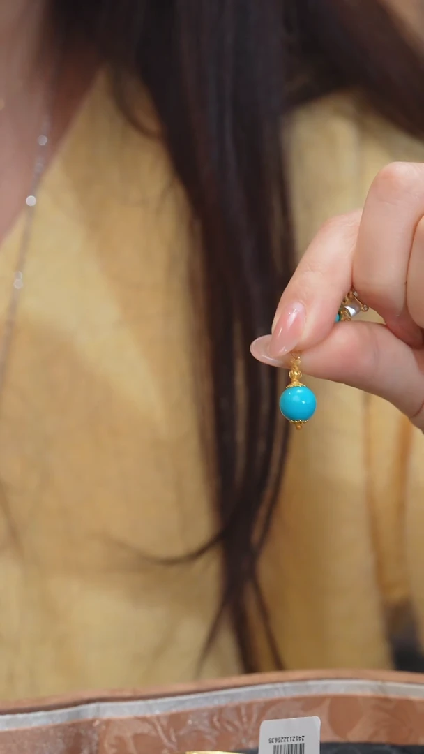 【闪购商品】绿松石吊坠不含链18K金镶嵌多样性发 卡9@@N4999