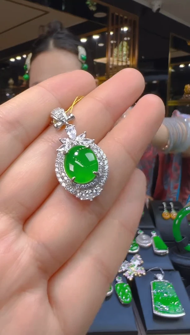 翡翠银S925镶嵌吊坠(赠链)055（多样性发其一）