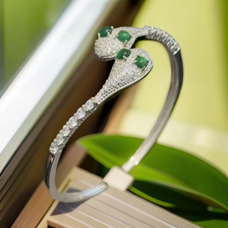 925银手镯 S925银权杖灵蛇手镯