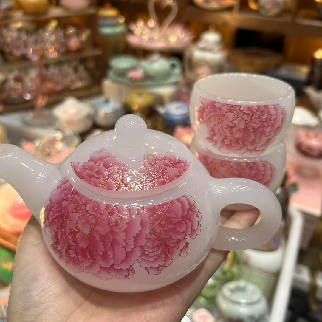 牡丹琉璃壶带2杯