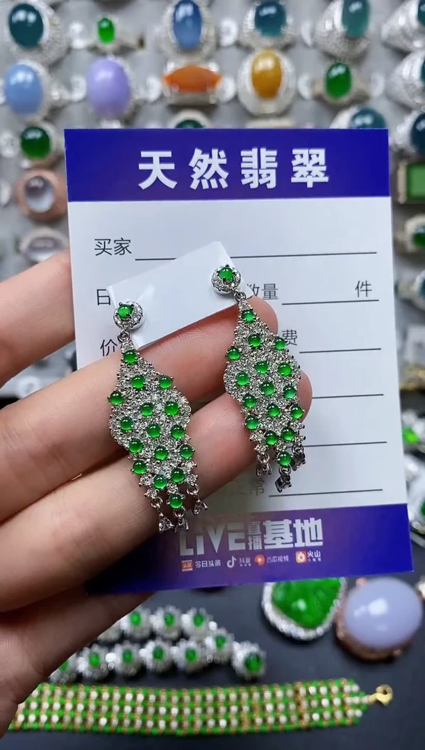 【闪购商品】翡翠耳饰银S925镶嵌0405
