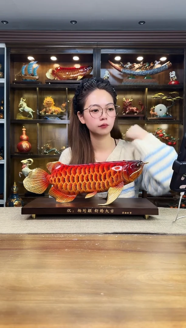 黄铜用****7中号 黄铜大漆金龙鱼 长度 41厘米