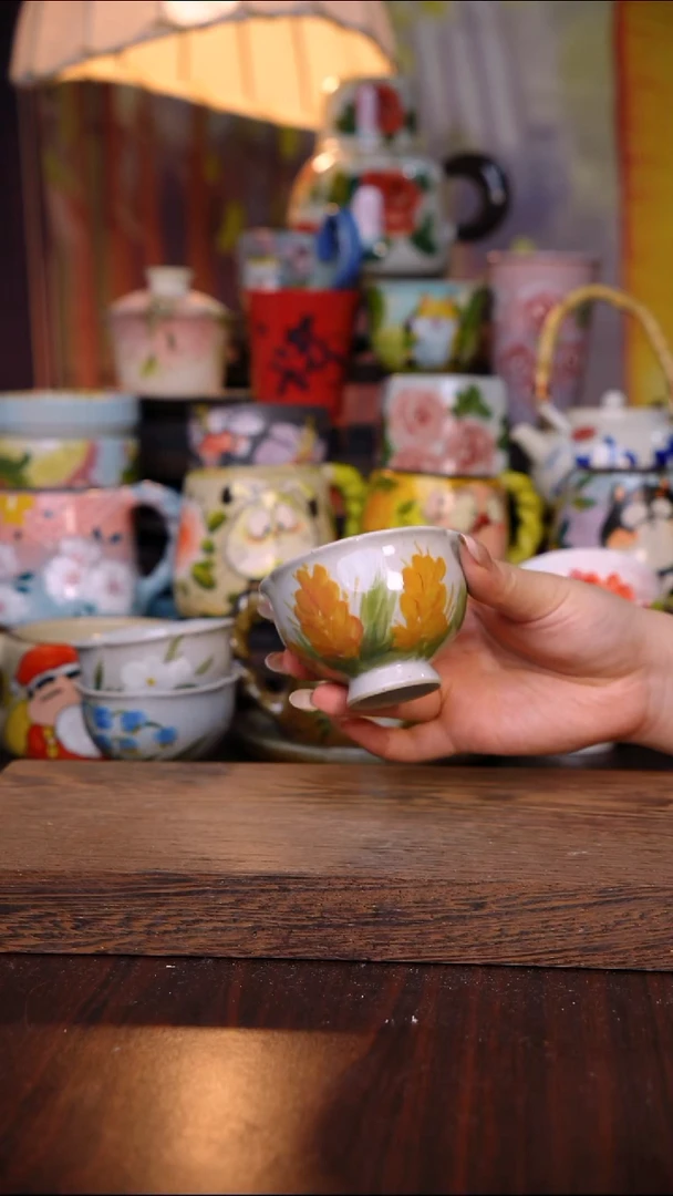 杯子陶泥垚手作 景德镇手工手绘陶瓷器物