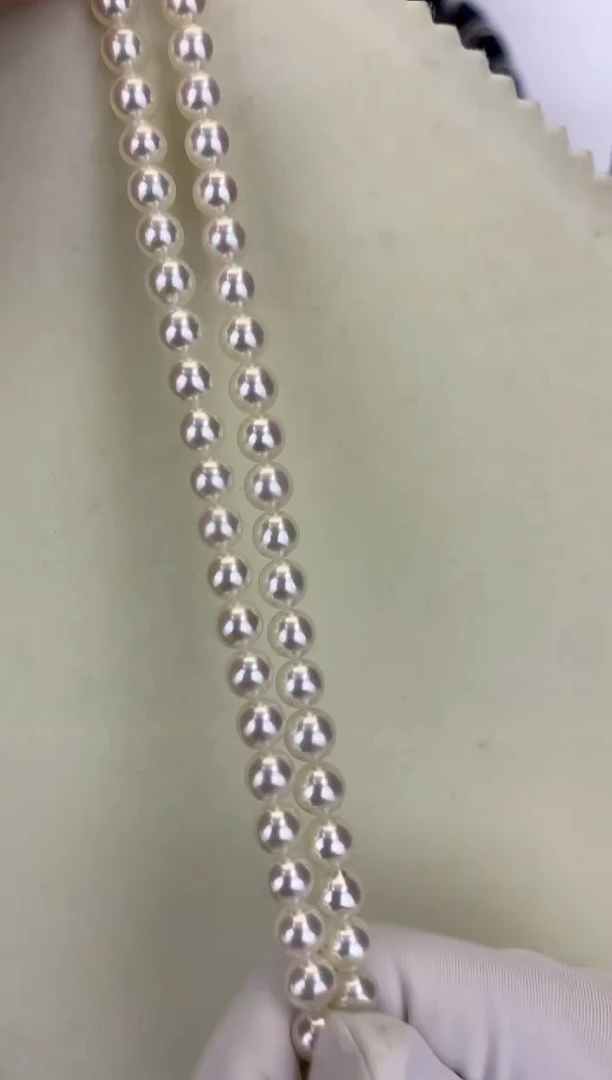 银S925镶嵌DA海水珍珠 GD006 6-6.5 rose串链带大证