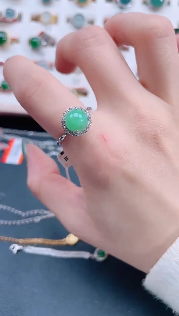 银S925镶嵌戒指翡翠天然翡翠