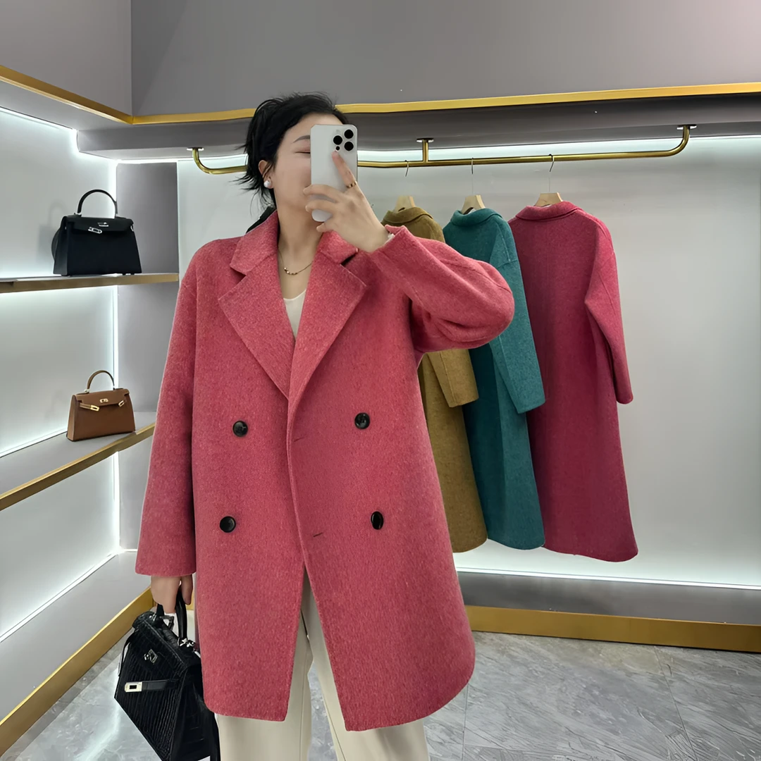 休闲西装短款高级感双面羊毛大衣女2025新款秋冬小个子毛呢外套M