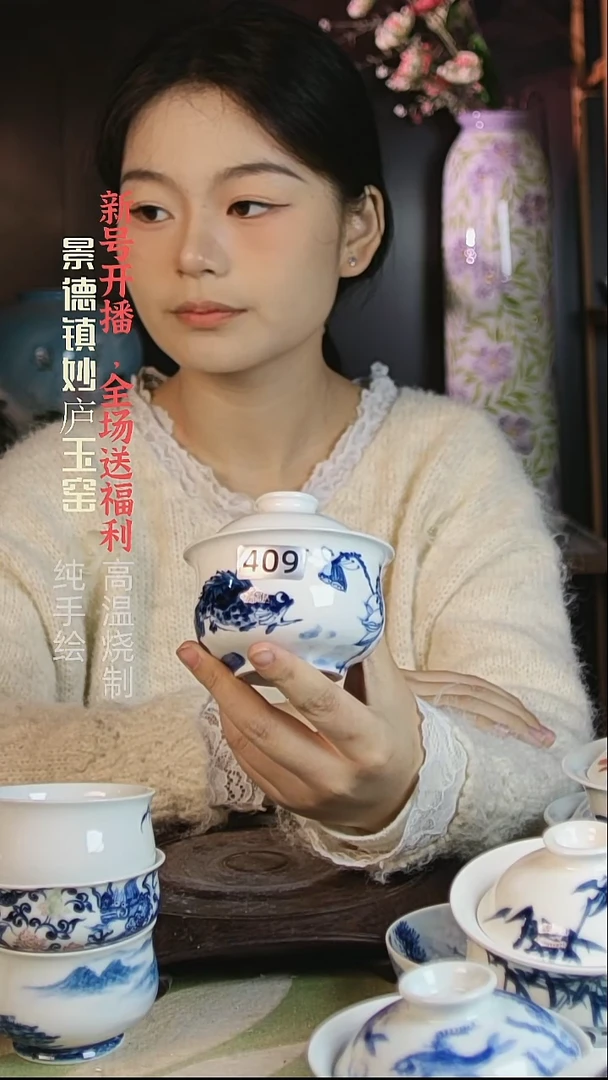 盘陶妙庐玉窑盖碗409
