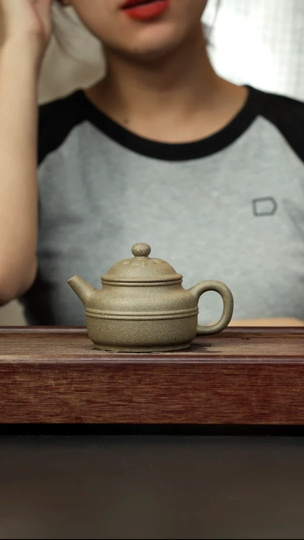 紫砂茶壶岩中泥三拼 腰线德钟 青色