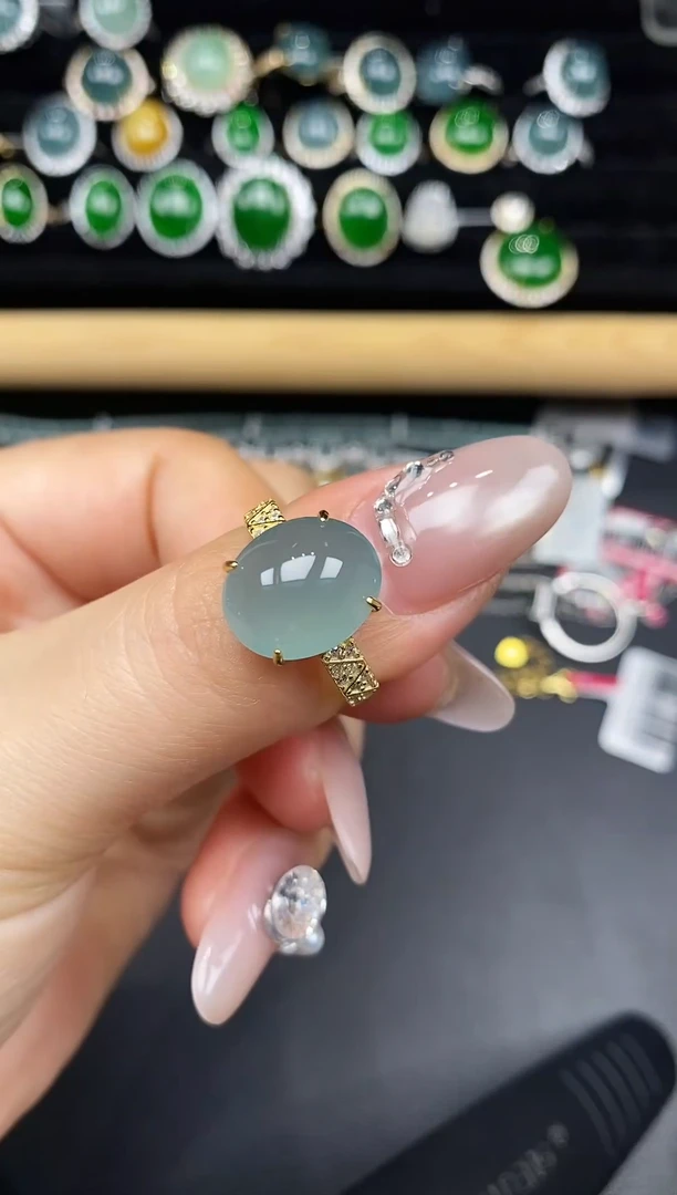 银S925镶嵌戒指翡翠3785