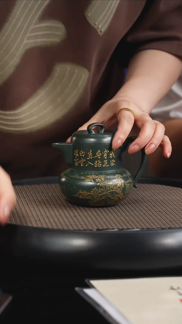 茶壶紫砂【F066】太极僧帽+笔筒+花盆+茶叶+壶承宜兴紫砂BZL