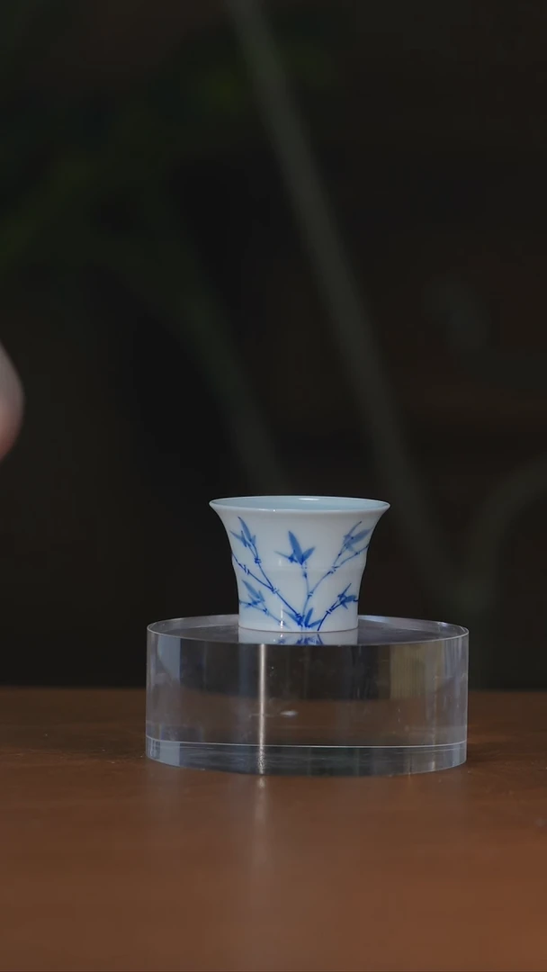 青花竹子竹节杯