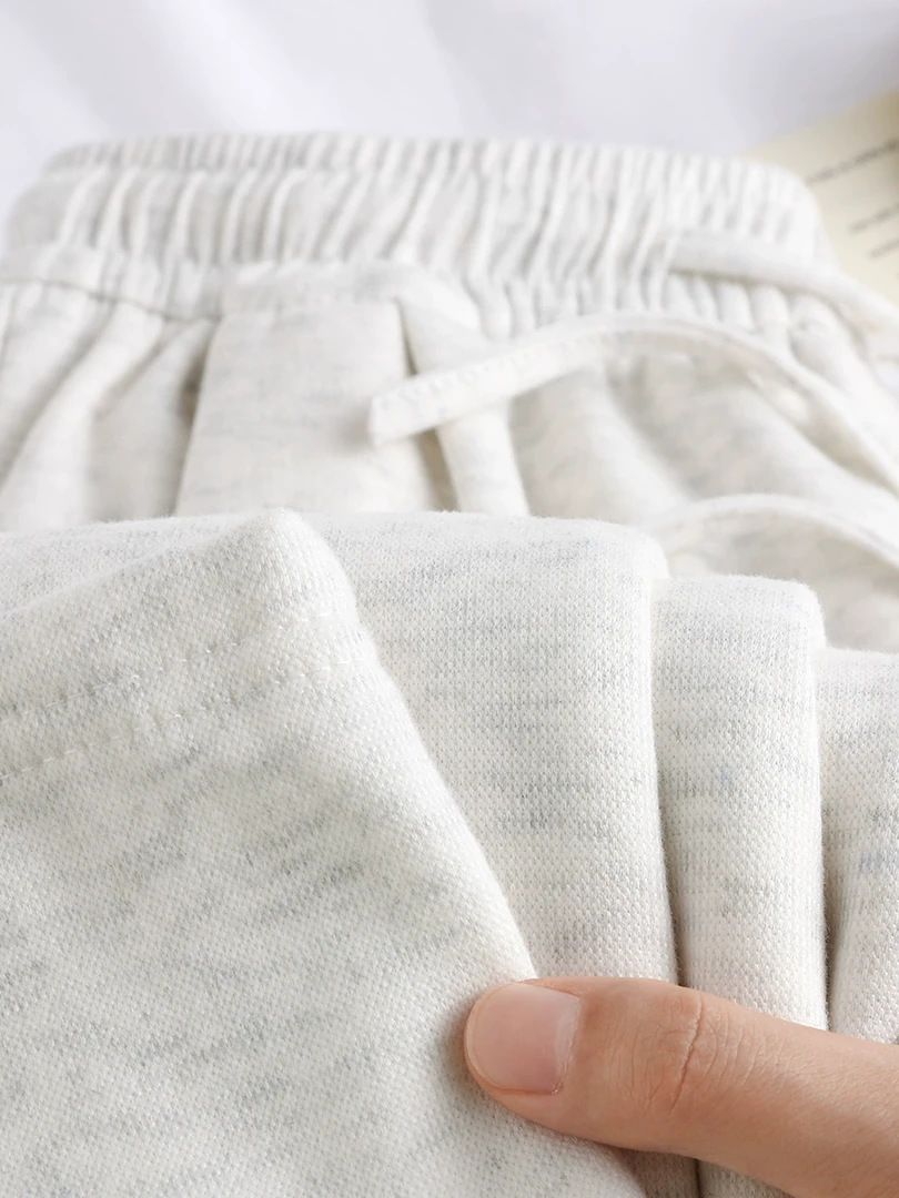 白灰色银狐绒一体绒保暖卫裤男冬季宽松休闲美式重磅加绒直筒卫裤