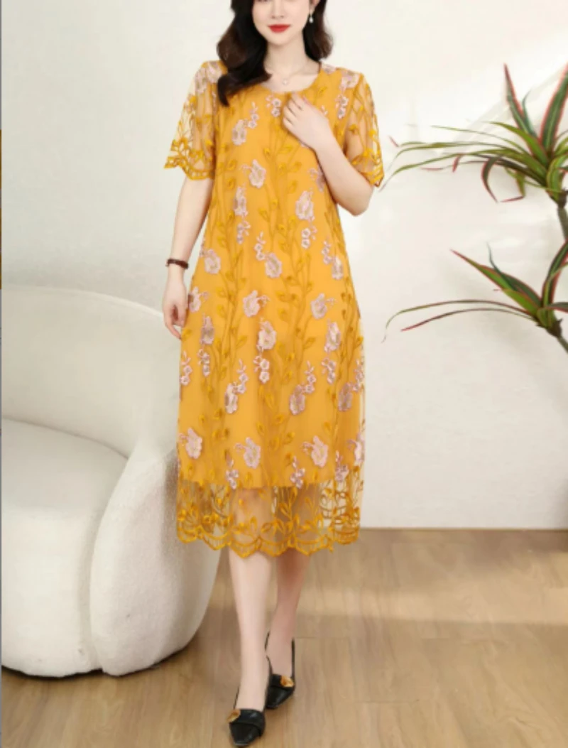 2025年夏季新中式时尚遮肚连衣裙