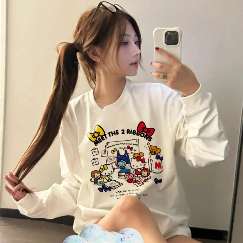 打底衫女内搭韩系卡通长袖T恤女早春秋季宽松慵懒风休闲百搭上衣