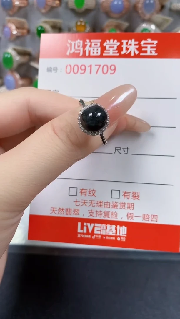 翡翠戒指银S925镶嵌1709