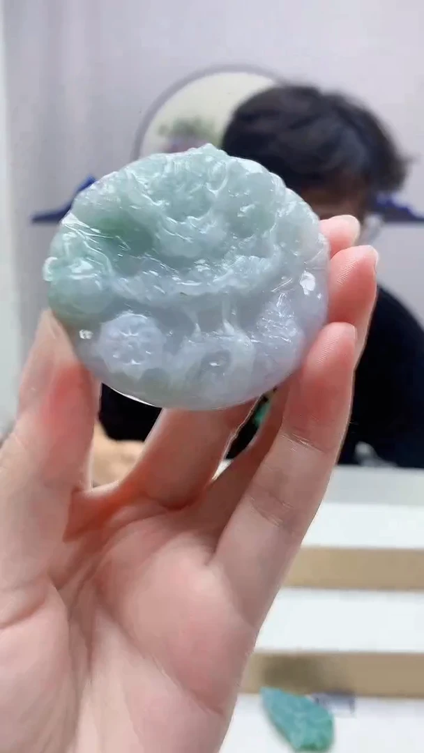 未镶嵌定制翡翠4688zm-毛货挂件43龙牌