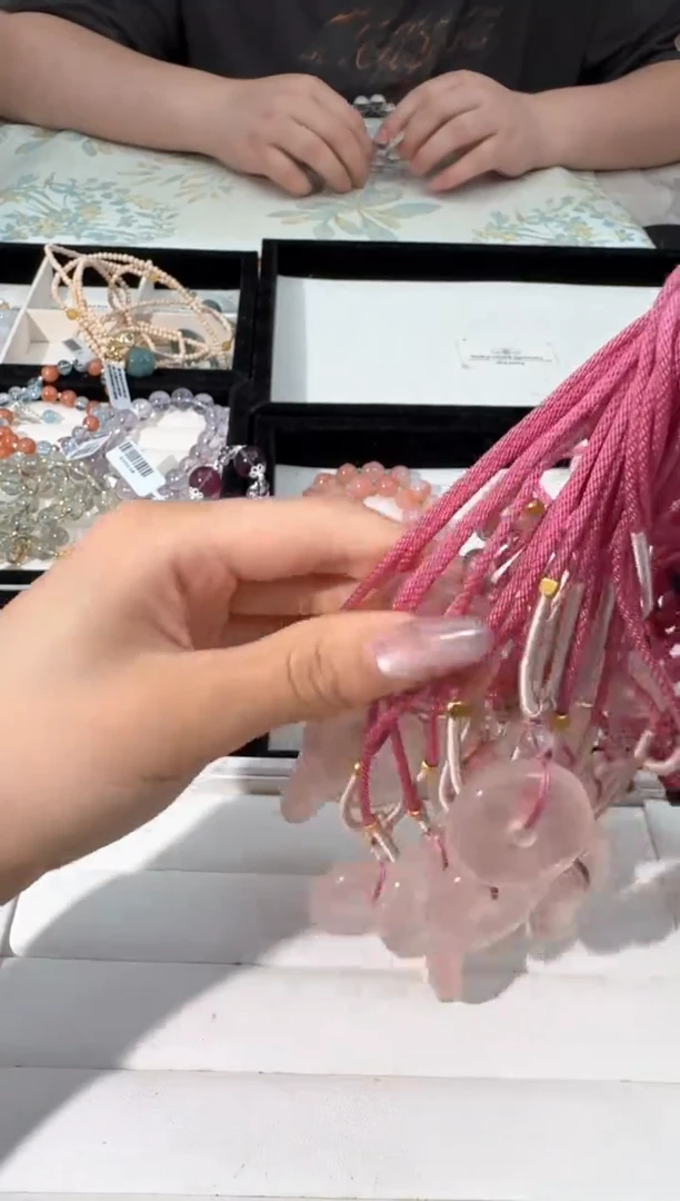 水晶手链未镶嵌K058粉水平安扣项链