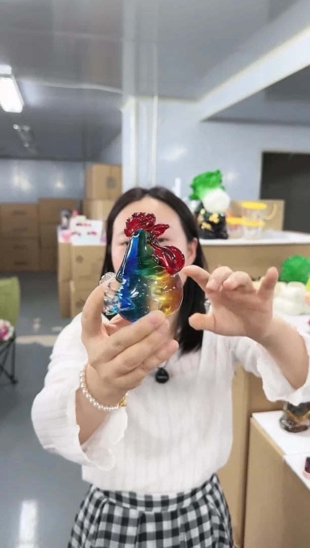 金沃水晶琉璃摆件    鸡