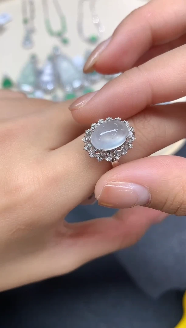 18K金镶嵌戒指翡翠戒指A451|9800