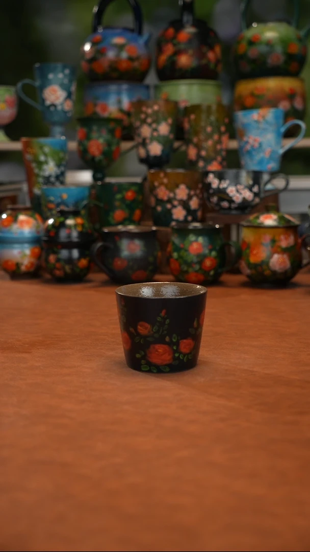 紫砂油画釉下彩手绘