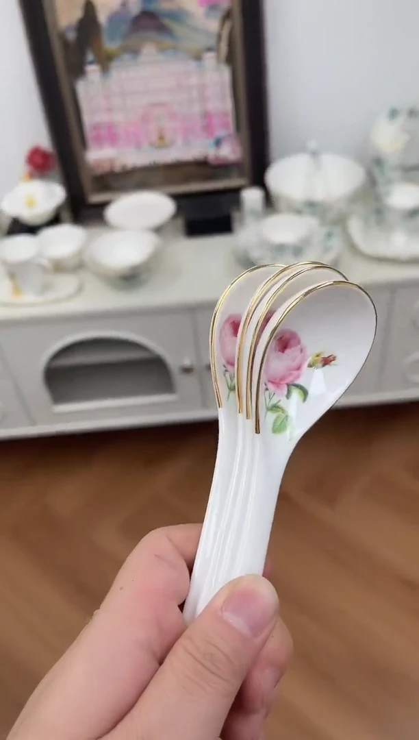 杯玫瑰小汤勺4个