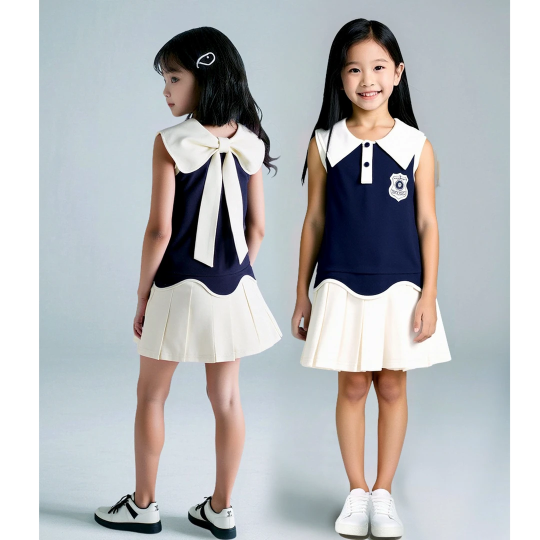 儿童套装2025韩版洋气背心连衣裙男童女童夏季短袖两件套D2S5-781