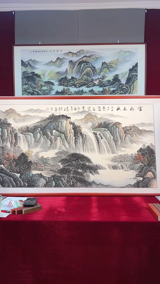 国画手绘横幅国画山水163*83厘米