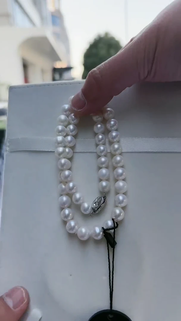 【闪购商品】淡水珍珠项链银S925镶嵌9-10mm（无核冷白）