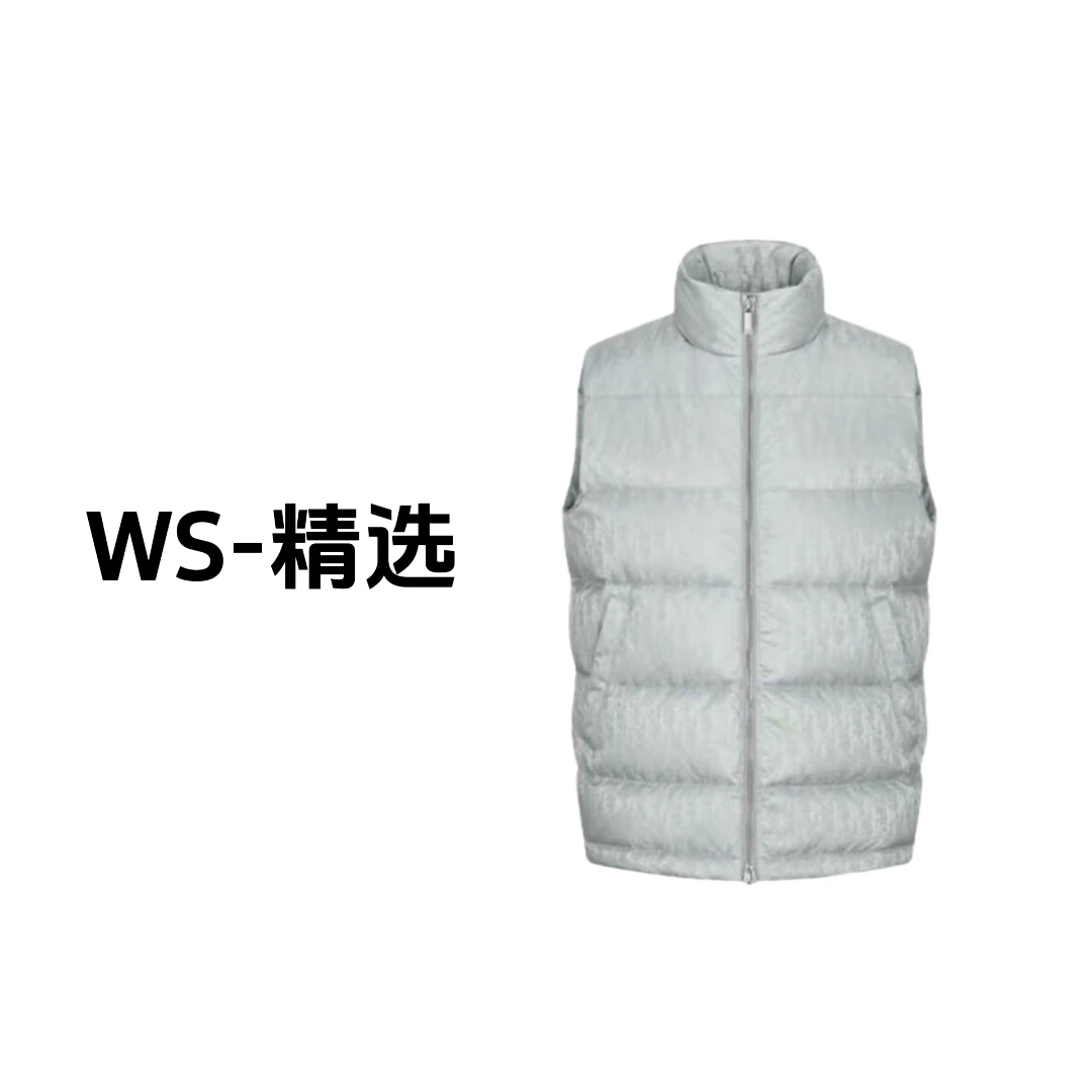 迪迪-纯色斜袖提花无袖羽绒服