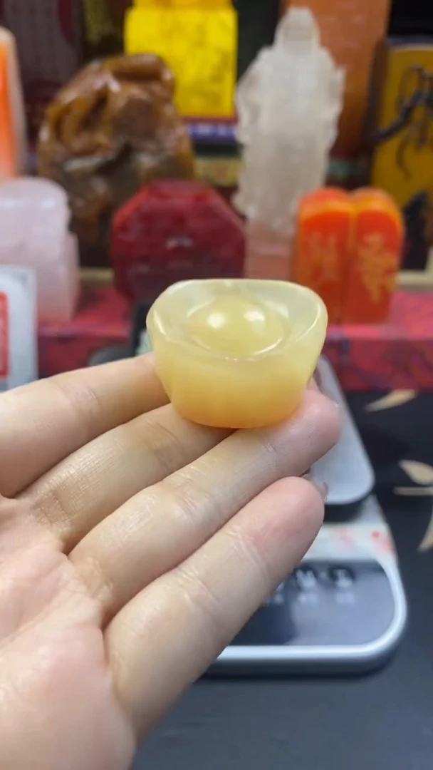 寿山石印石高山晶元宝印章-长乐