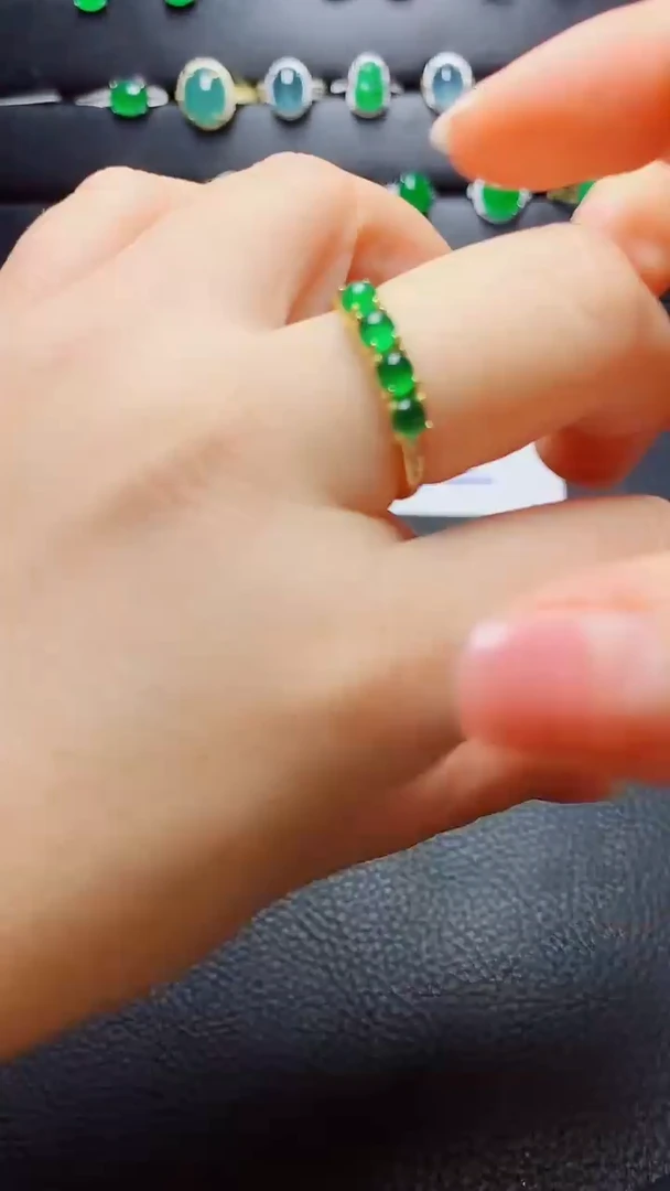 银S925镶嵌戒指翡翠   天然翡翠A货s925银镶