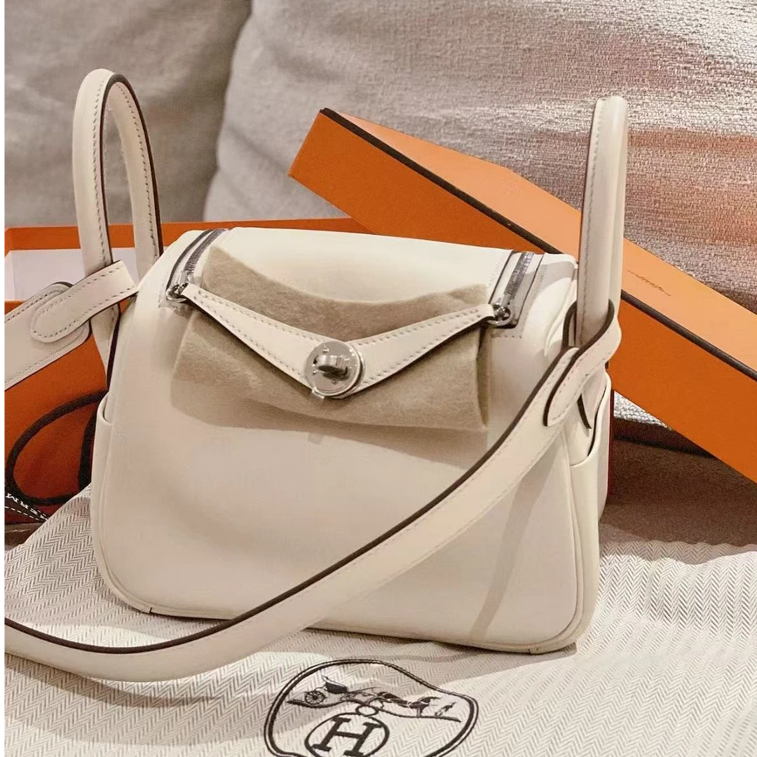 99新 Hermes/爱马仕 【小池专属】minilindy奶油白银扣S皮Z刻
