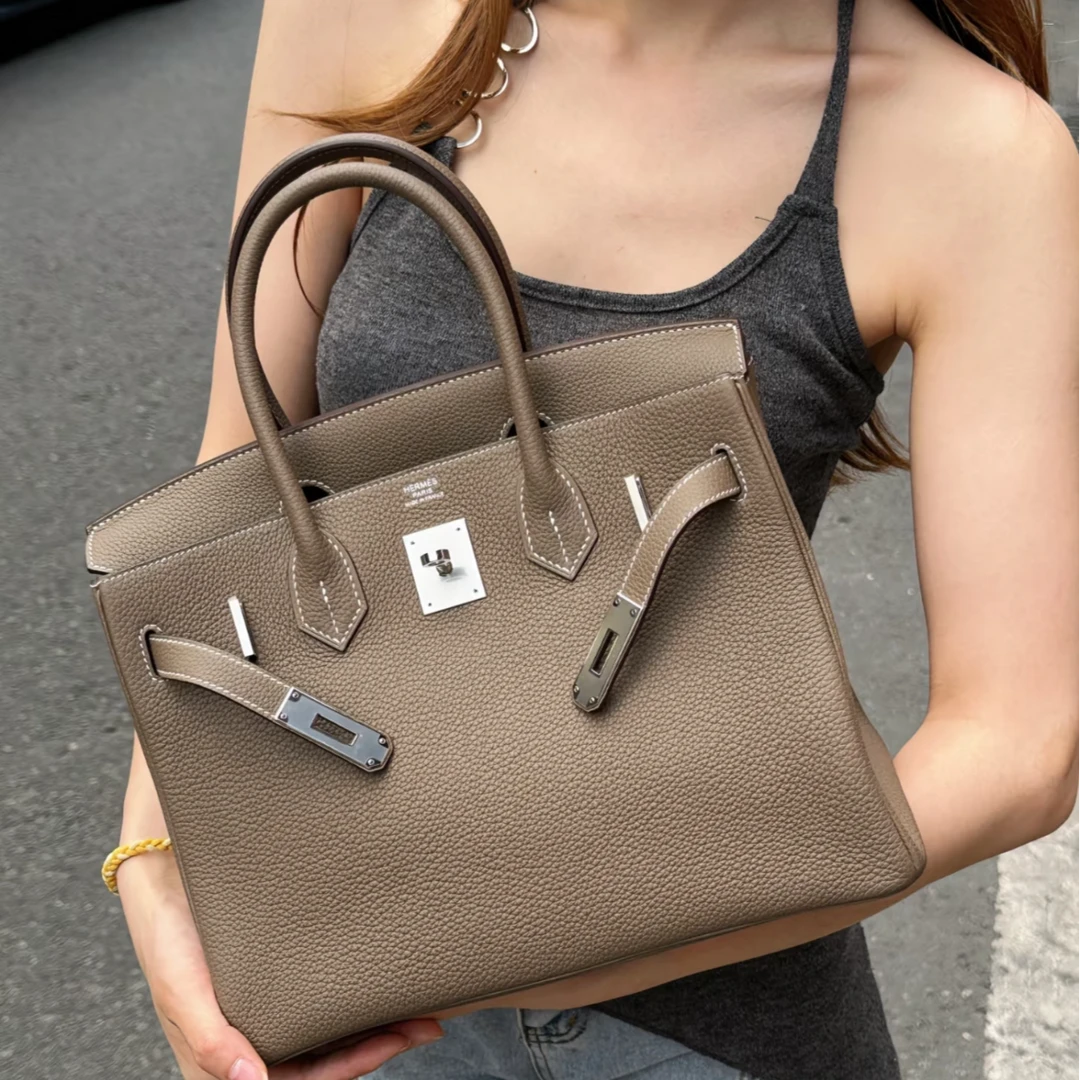 99新 Hermes/爱马仕 小花Jerry P205226320 Birkin 30大象灰 C刻