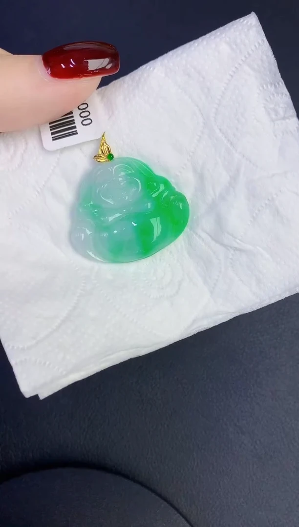 颈饰18K金镶嵌翡翠缅甸天然翡翠a货